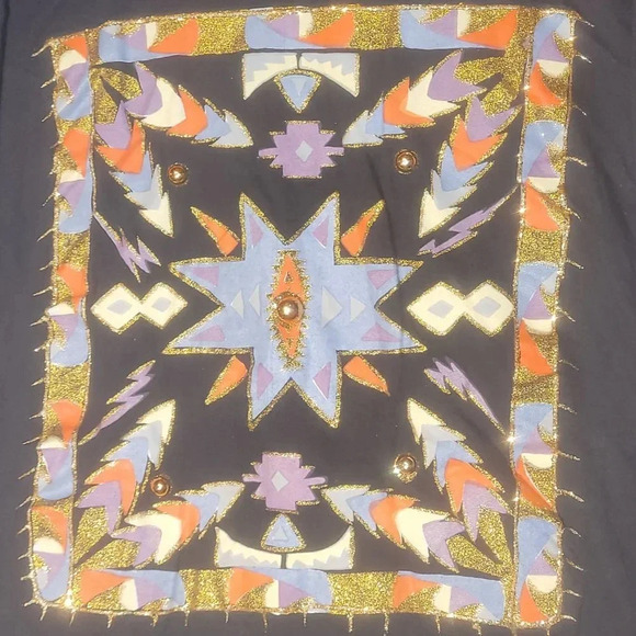 Unisex  Black with Gold Buttons & Glitter Sparkling T-Shirt, One Size Fits All - Picture 2 of 7